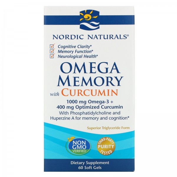 Nordic Naturals Omega Memory с куркумином 1000 мг 60 мягких желатиновых капсул