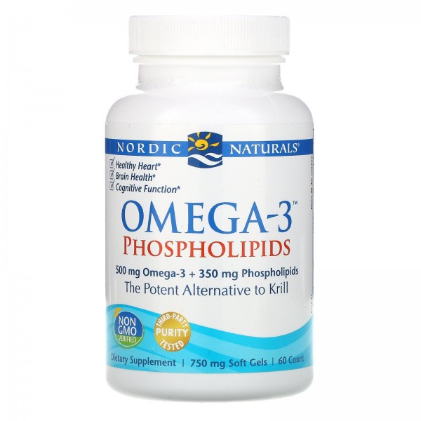Nordic Naturals Omega-3 с фосфолипидами 750 мг 60 мягких желатиновых капсул