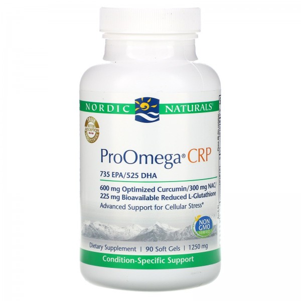 Nordic Naturals ProOmega CRP с куркумином, глютатионом и NAC 1250 мг 90 мягких таблеток