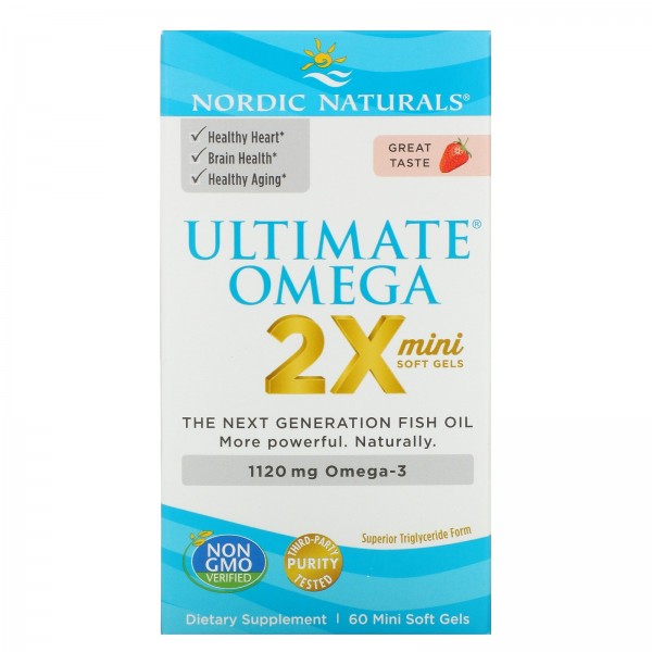 Nordic Naturals Ultimate Omega 2X Teen для подростков от 12 до 18лет со вкусом клубники 60мини-капсул