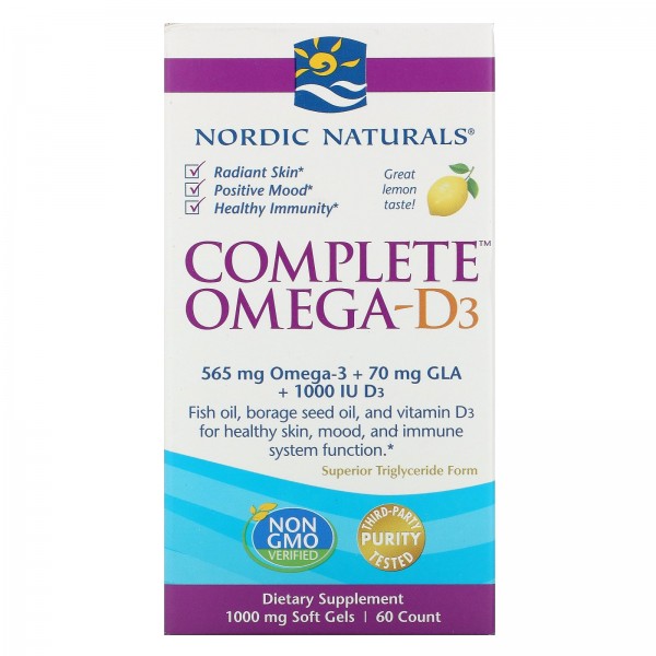 Nordic Naturals Комплекс Омега-D3 1000 мг Лимон 60...