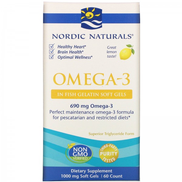 Nordic Naturals Омега-3 690 мг Лимон 60 капсул...