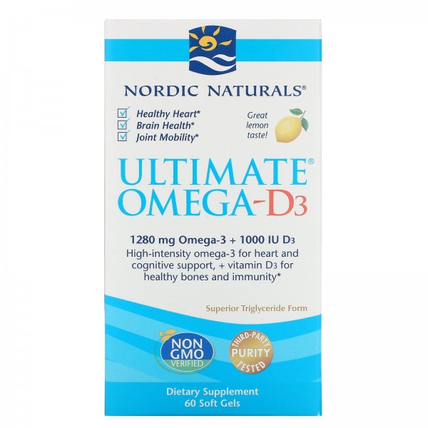 Nordic Naturals Омега-D3 Ultimate 1000 мг Лимон 60 гелевых капсул