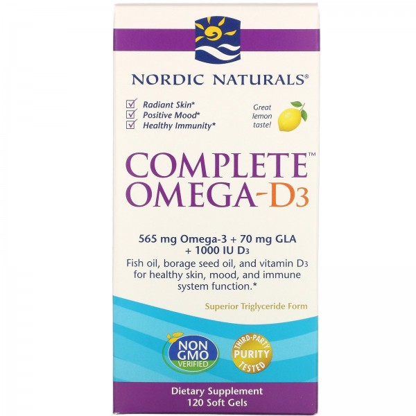 Nordic Naturals Полный комплекс Омега-D3 1000 мг Лимон 120 капсул