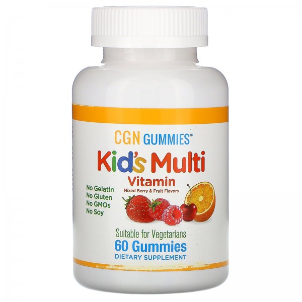 California Gold Nutrition Поливитамины для детей в жевательных таблетках без желатина с ягодным и фруктовым вкусами 60жевательных таблеток