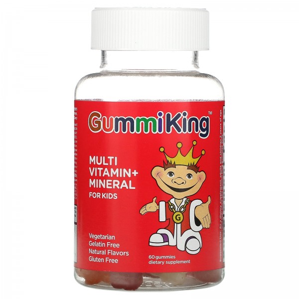 GummiKing Multi Vitamin + Mineral For Kids Grape Lemon Orange Strawberry And Cherry 60 Gummies