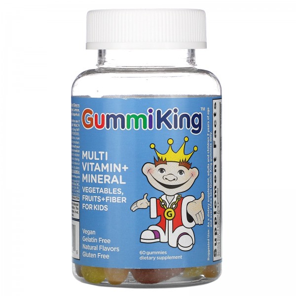 GummiKing мультивитамины и микроэлементы овощи фрукты и клетчатка для детей 60жевательных таблеток