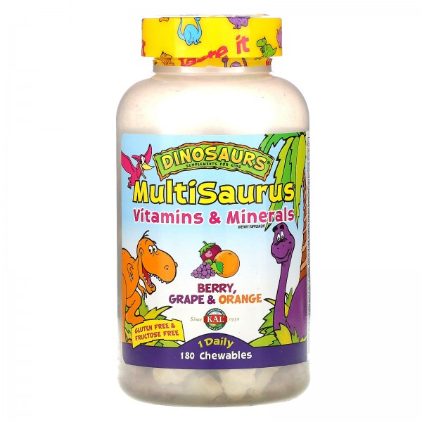 KAL MultiSaurus Vitamins & Minerals Berry Grape & Orange 180 Chewables