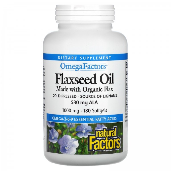 Natural Factors Flaxseed Oil 1000 mg  180 Softgels