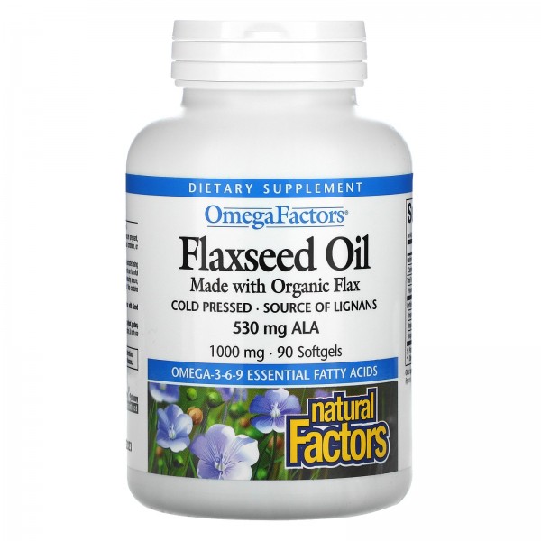 Natural Factors Flaxseed Oil 1000 mg 90 Softgels