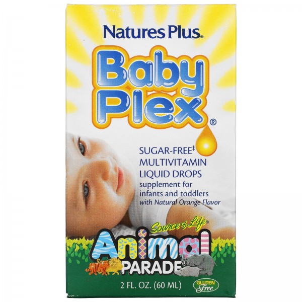 Nature's Plus Source of Life Animal Parade Baby Plex мультивитаминные капли без сахара Апельсин 60 мл