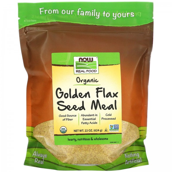 Now Foods RealFood органические золотые семена льна 624г (22фунта)