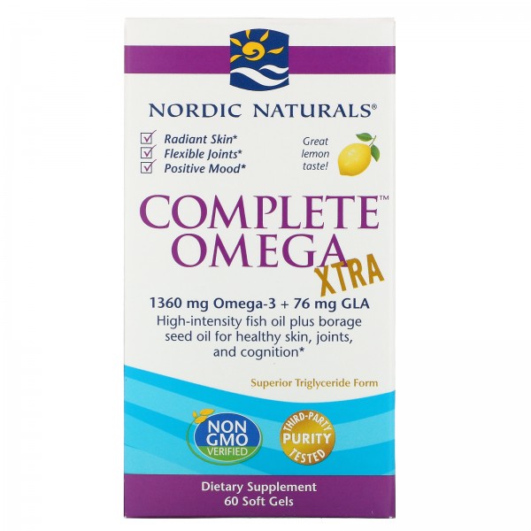 Nordic Naturals Complete Omega Xtra 1000 мг Лимон 60 мягких желатиновых капсул