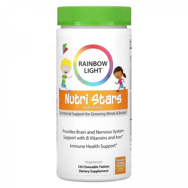 Rainbow Light Nutri Stars мультивитамины со вкусом ананаса и апельсина 120жевательных таблеток