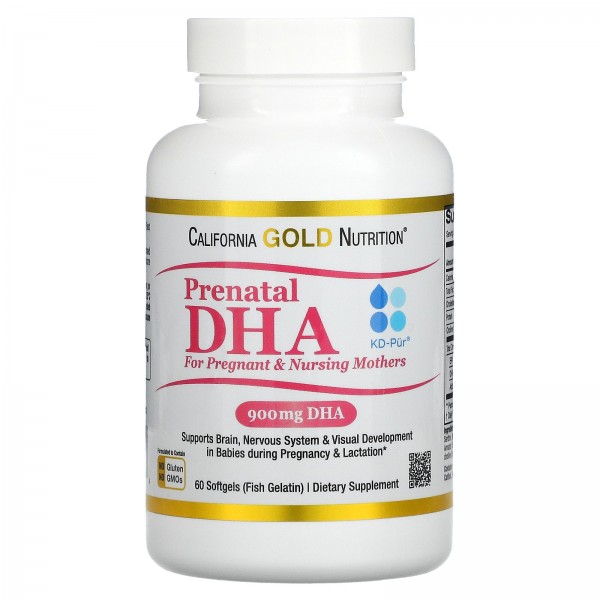 California Gold Nutrition пренатальная ДГК для беременных и кормящих женщин 450 мг 60 мягких таблеток
