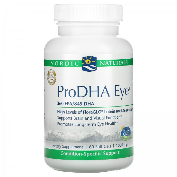 Nordic Naturals ProDHA для здоровья глаз с лютеином и зеаксантином 500 мг 60 софтгель