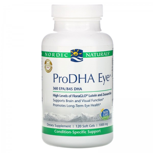 Nordic Naturals ProDHA Eye для здоровья глаз 1000 мг 120 мягких таблеток