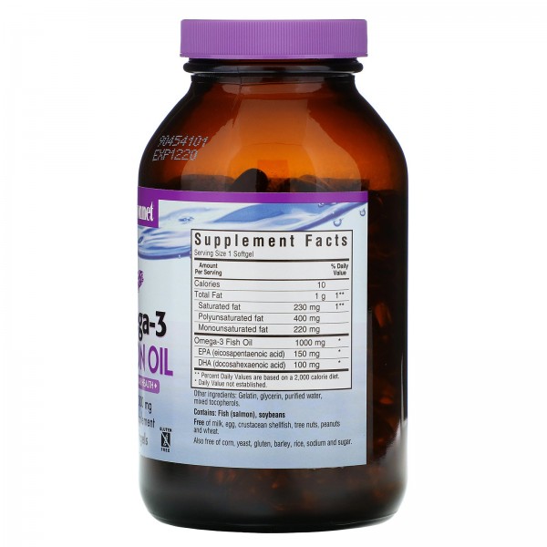 Bluebonnet Nutrition Натуральный омега-3 жир лосося 1000 мг 180 мягких капсул