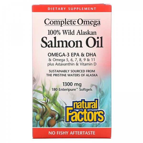 Natural Factors 100% Wild Alaskan Salmon Oil 1300 ...