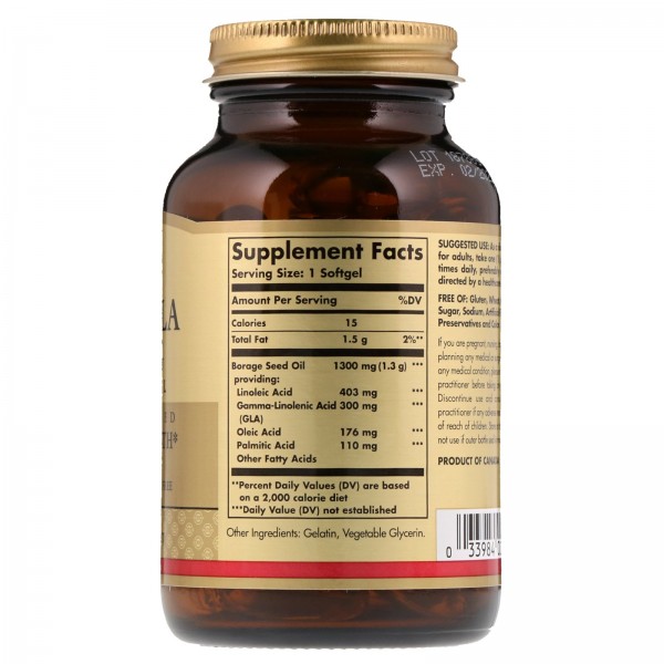 Solgar Супер ГЛК масло огуречника здоровье женщин 300 мг 60 мягких желатиновых капсул