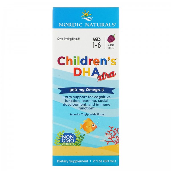 Nordic Naturals Children's DHA Xtra омега-3 для детей от 1 до 6 лет 880 мг Ягодный пунш 60 мл