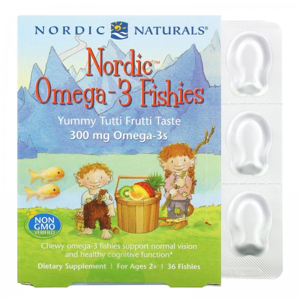 Nordic Naturals Nordic Omega-3 Fishies омега-3 для детей старше 2 лет 300 мг Тутти-фрутти 36 рыбок