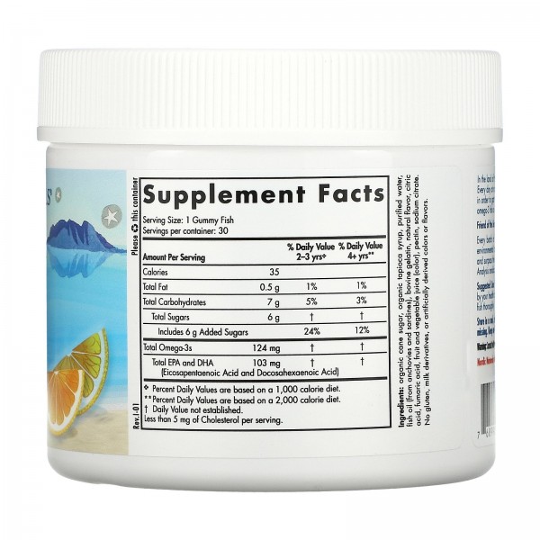 Nordic Naturals Nordic Omega-3 Gummy Fish 124 мг Мандарин 30 жевательных таблеток