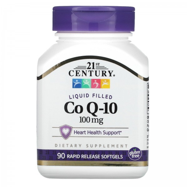 21st Century Кальций с коэнзим Q10 100 мг 90 мягких таблеток с быстрым высвобождением