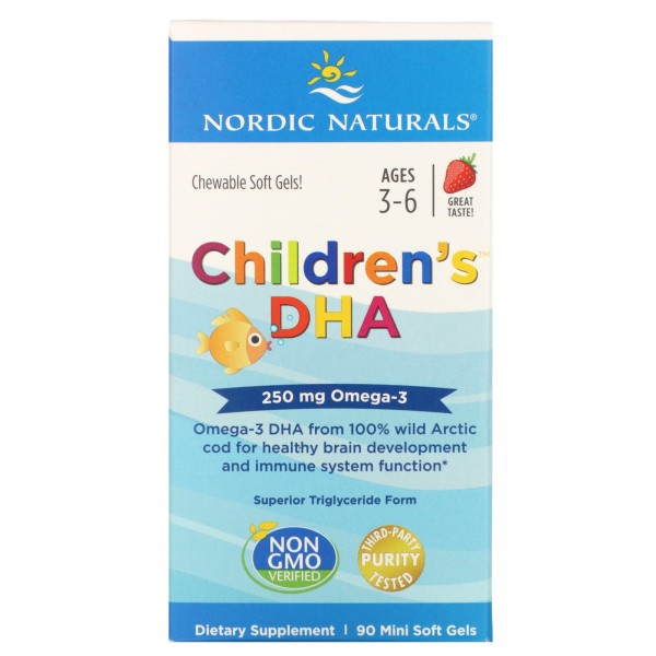 Nordic Naturals ДГК для детей от 3 до 6 лет 250 мг Клубника 90 желатиновых капсул