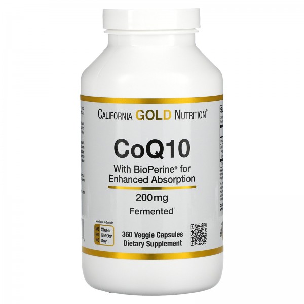 California Gold Nutrition коэнзим Q10 с экстрактом BioPerine 200 мг 360 растительных капсул