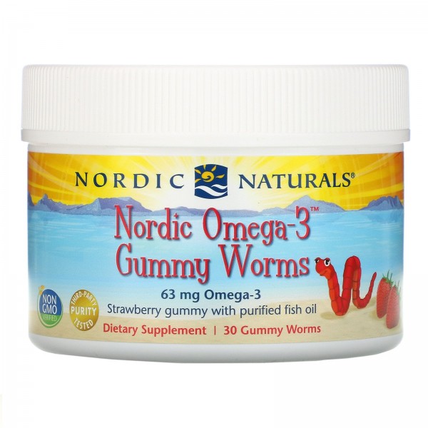 Nordic Naturals Nordic Omega-3 63 мг Клубника 30 жевательных червячков
