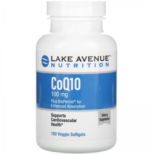 Lake Avenue Nutrition коэнзим Q10 с BioPerine 100мг 150вегетарианских капсул
