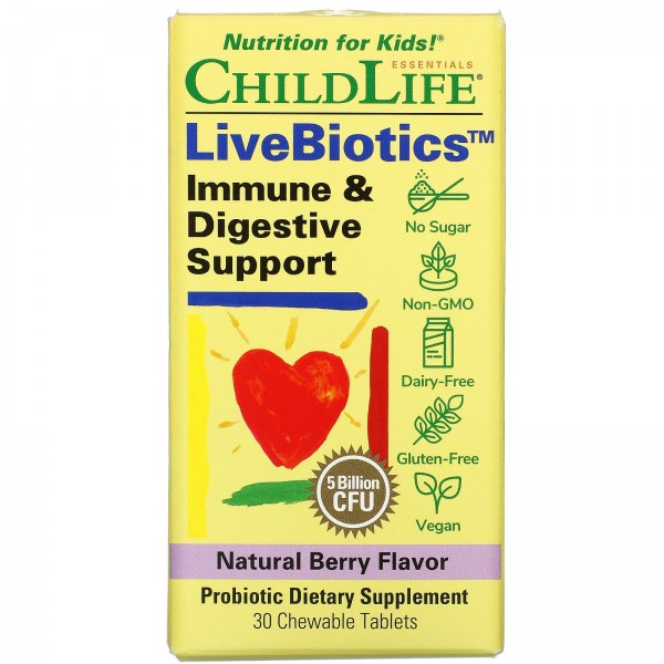ChildLife LiveBiotics поддержка иммунитета и пищев...