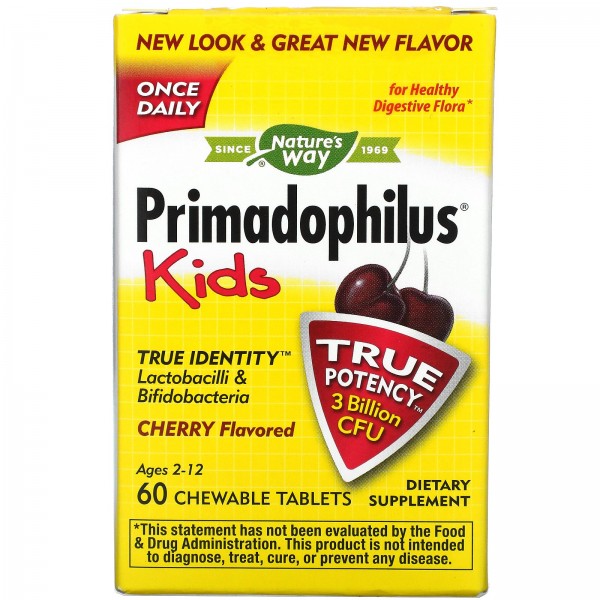 Nature's Way Primadophilus для детей со вкусом вишни 60 жевательных таблеток