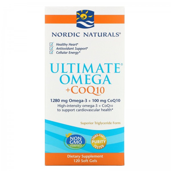 Nordic Naturals Ultimate Omega + CoQ10 1000 мг 120 мягких желатиновых капсул