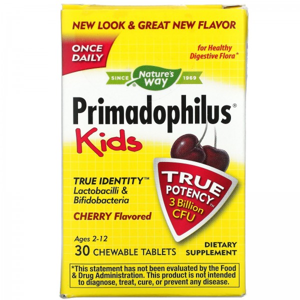 Nature's Way Пробиотик Primadophilus детский 3 млрд КОЕ 30 жевательных таблеток