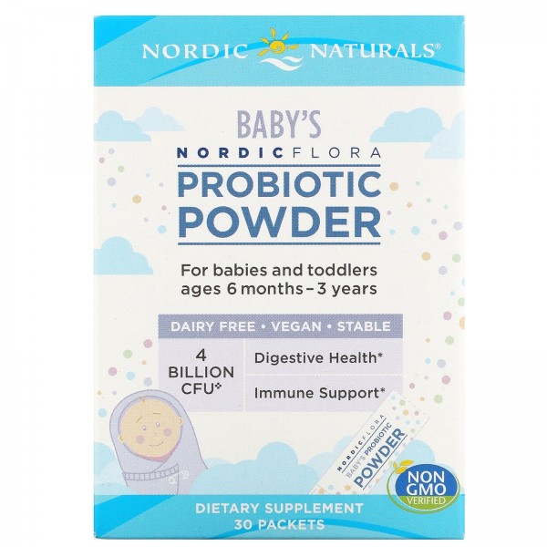 Nordic Naturals Пробиотик NordicFlora для детей в возрасте от 6 месяцев до 3 лет 4 млрд КОЕ 30 пакетиков