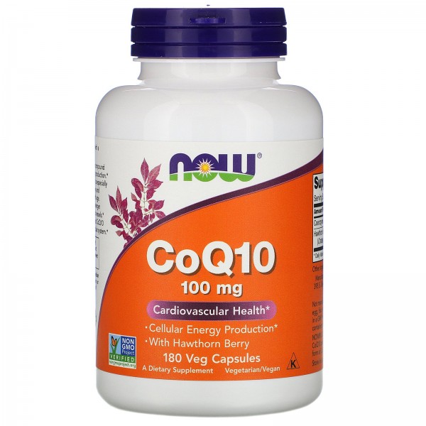 Now Foods Коэнзим Q10 с ягодами боярышника 100 мг 180 растительных капсул