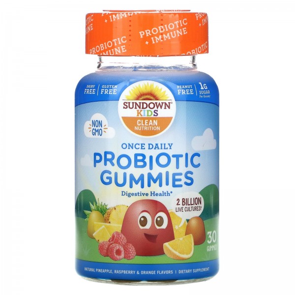 Sundown Naturals Kids Пробиотики Kids Probiotics 2 млрд КОЕ Ананас-малина-апельсин 30 жевательных таблеток
