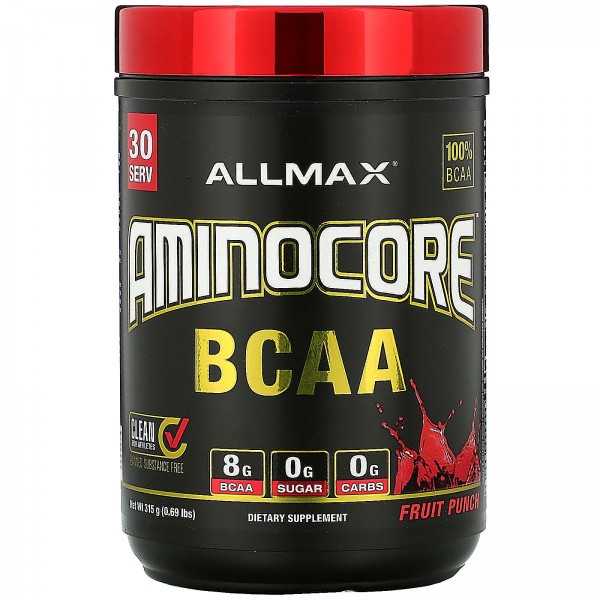 ALLMAX Nutrition AMINOCORE BCAA смесь для роста мышц фруктовый пунш 315 г