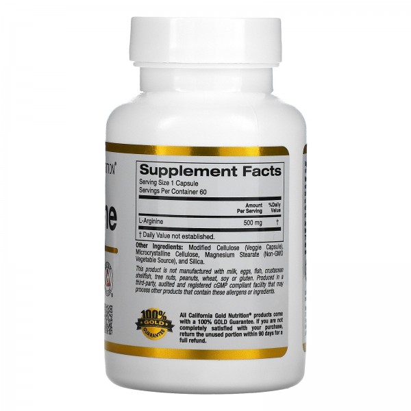 California Gold Nutrition L-аргинин 500 мг 60 капсул