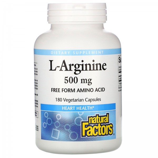 Natural Factors L-аргинин 500мг 180вегетарианских капсул