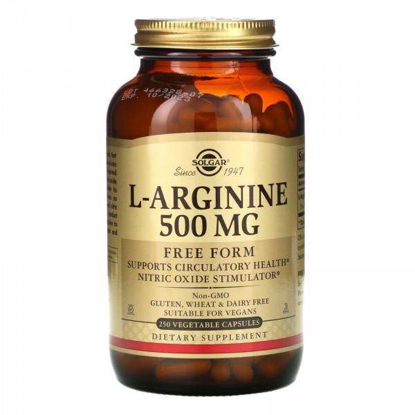 Solgar L-аргинин 500 мг 250 растительных капсул...