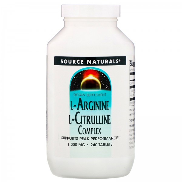 Source Naturals L-аргинин-L-цитруллин 1000 мг 240 таблеток