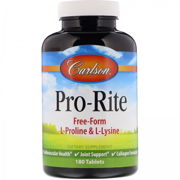 Carlson Labs Pro-Rite L-пролин и L-лизин в свободной форме 180таблеток