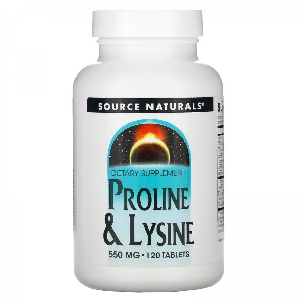 Source Naturals L-пролин-L-лизин 550 мг 120 таблеток