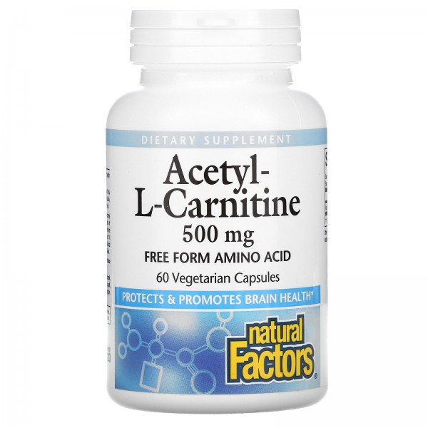 Natural Factors Acetyl-L-Carnitine 500 mg 60 Veget...