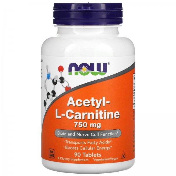 Now Foods Ацетил-L-карнитин 750 мг 90 таблеток...