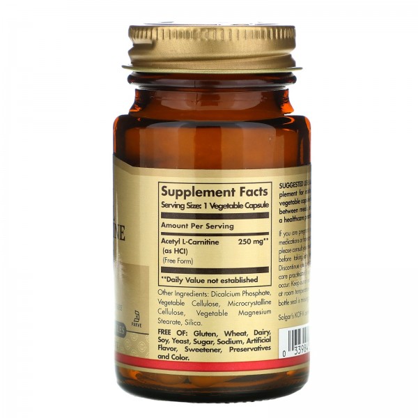 Solgar Ацетил-L-Карнитин 250 мг 30 вегетарианских капсул