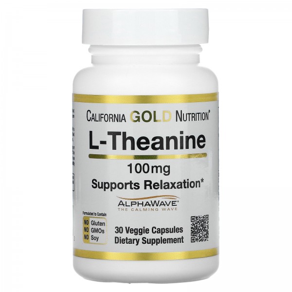 California Gold Nutrition L-теанин AlphaWave 100 мг 30 растительных капсул